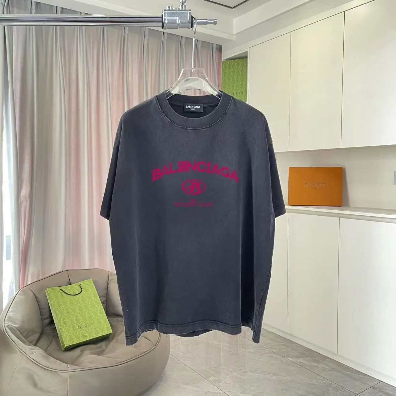 BALENCI*GA 2025 New Arrival logo 320g T Same Style Size：S M L XL XXL ：Black White Red Black